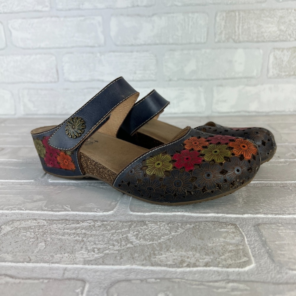 L'Artiste Spring Step Mary Jane Sandals Womens 38 7.5 8 Spikey Blum Floral Wedge - Picture 2 of 16